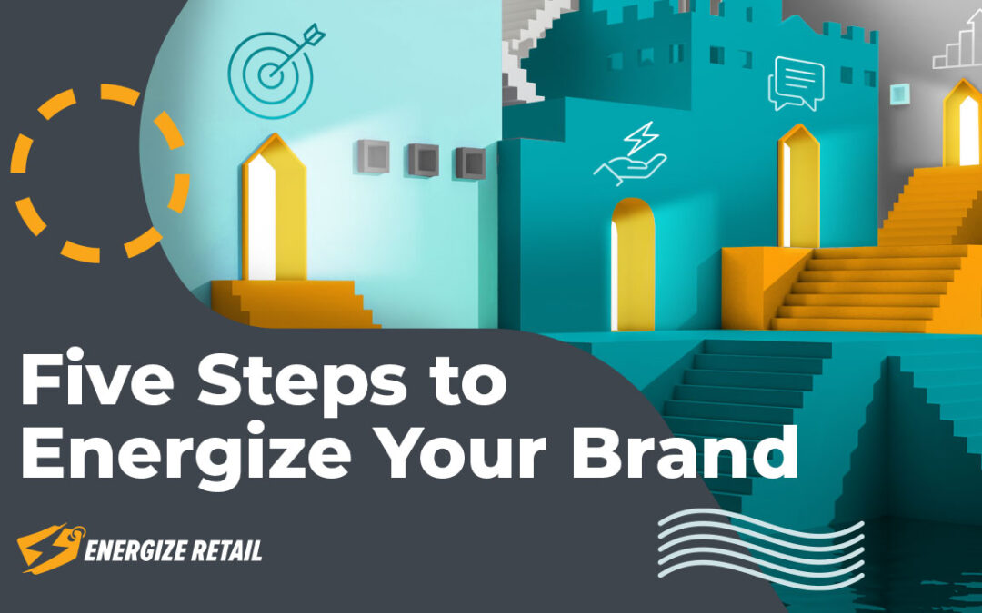 illustrated visual representing Five steps to energize your brand
