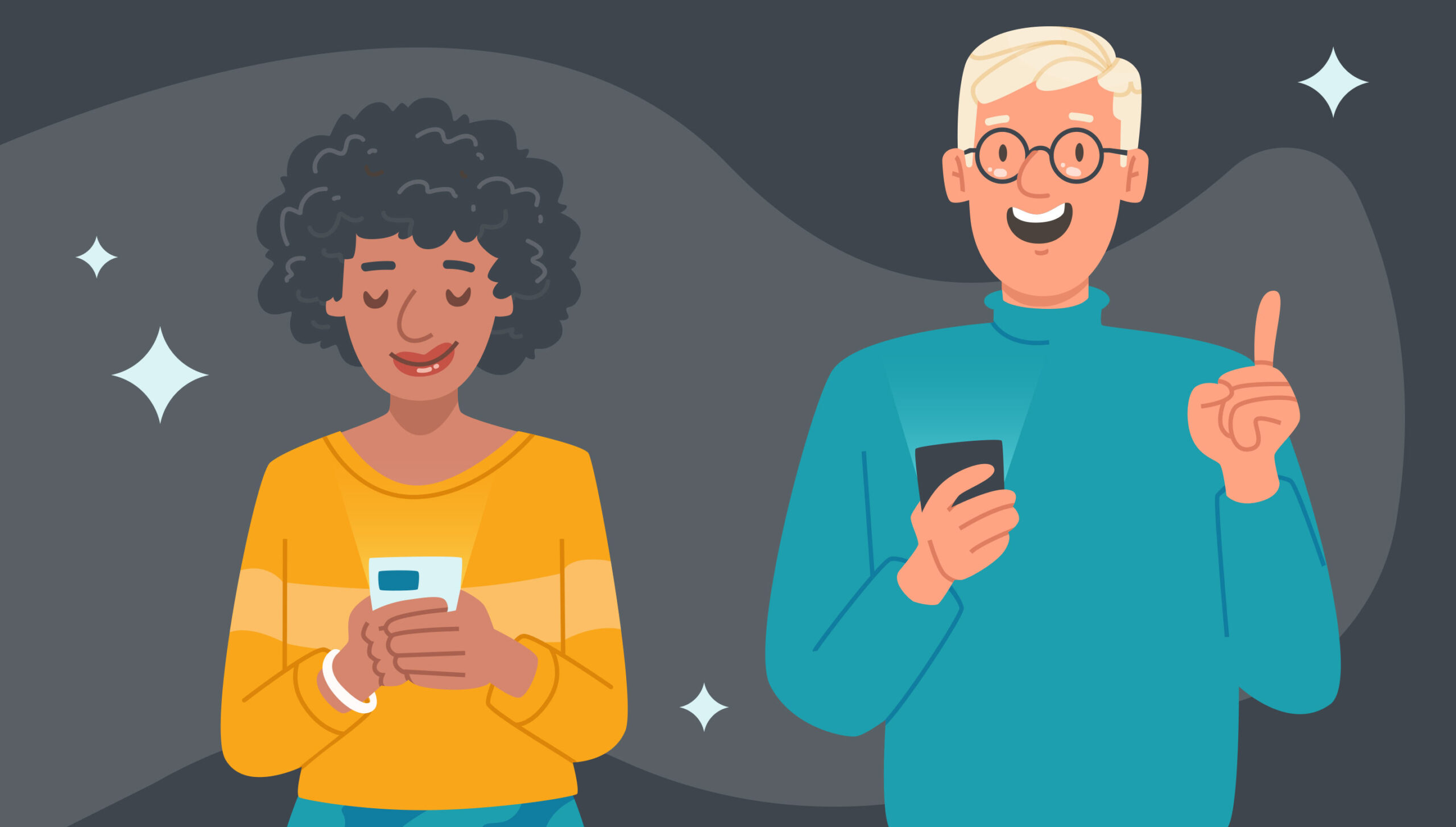 animated people on phones