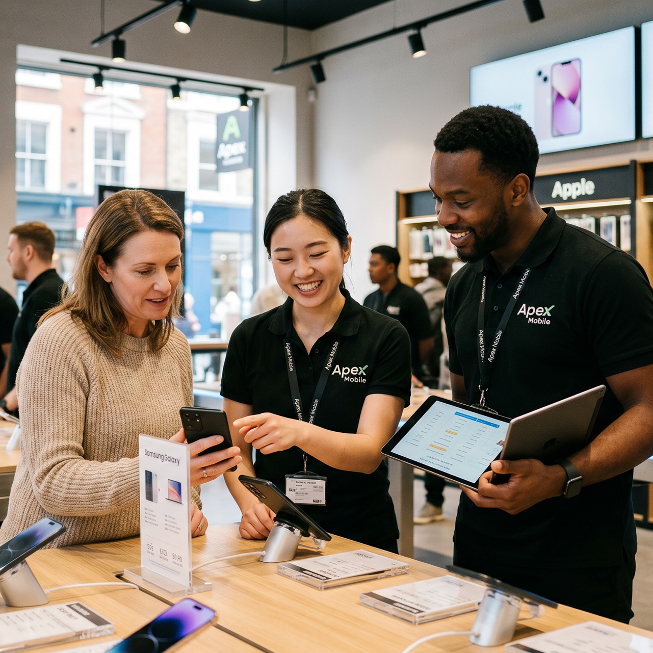 woman selling a phone plan in store