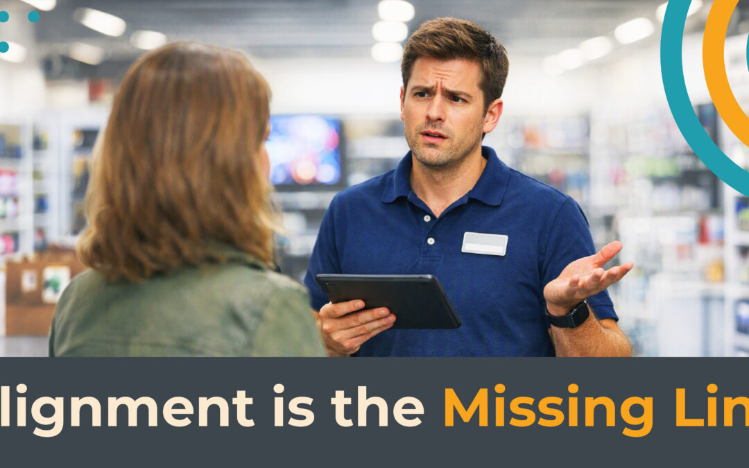 retail sales associate talking to customer