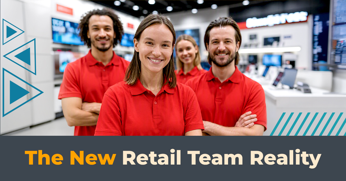 A retail sales team smiling at the camera